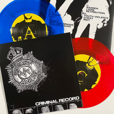 WAREHOUSE FIND: Violent Arrest "Criminal Record" 2x7" / Red/Blue Vinyl (Ltd. to 300)